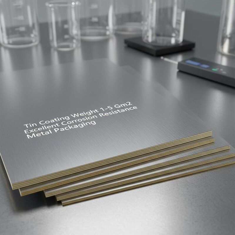 Βάρος επικάλυψης κασσίτερου 1 έως 5 Gm2 Φύλλο χάλυβα λευκοσιδήρου με εξαιρετική αντοχή στη διάβρωση Σχεδιασμένο για μεταλλικές συσκευασίες